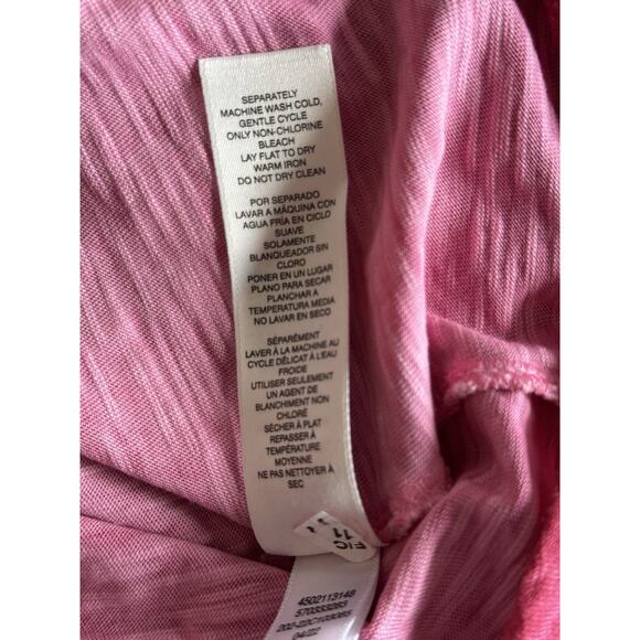 Chico's Pigment-Dyed Lace-Trim Tee Top Deep Pink Size 3 XL 16 - Picture 7 of 7